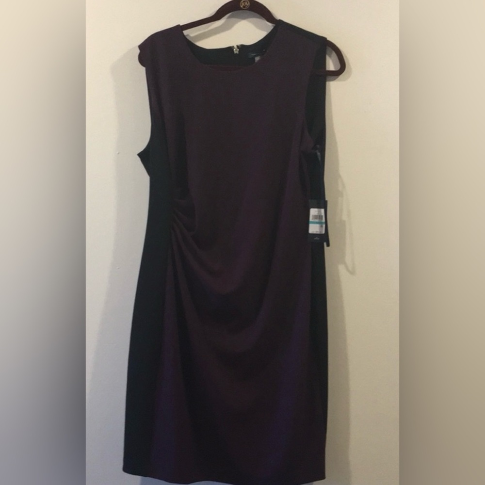 🌷Tommy Hilfiger Plum & Black Dress Featuring Ruching Sz 16 NWOT